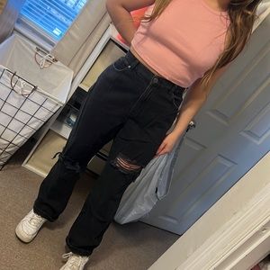 BLACK GARAGE MOM JEANS